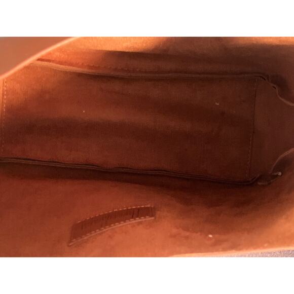 Neiman Marcus Vegan Leather Tote Shoulder Bag Handbag Cognac Brown ~ So Lovely - Picture 5 of 8